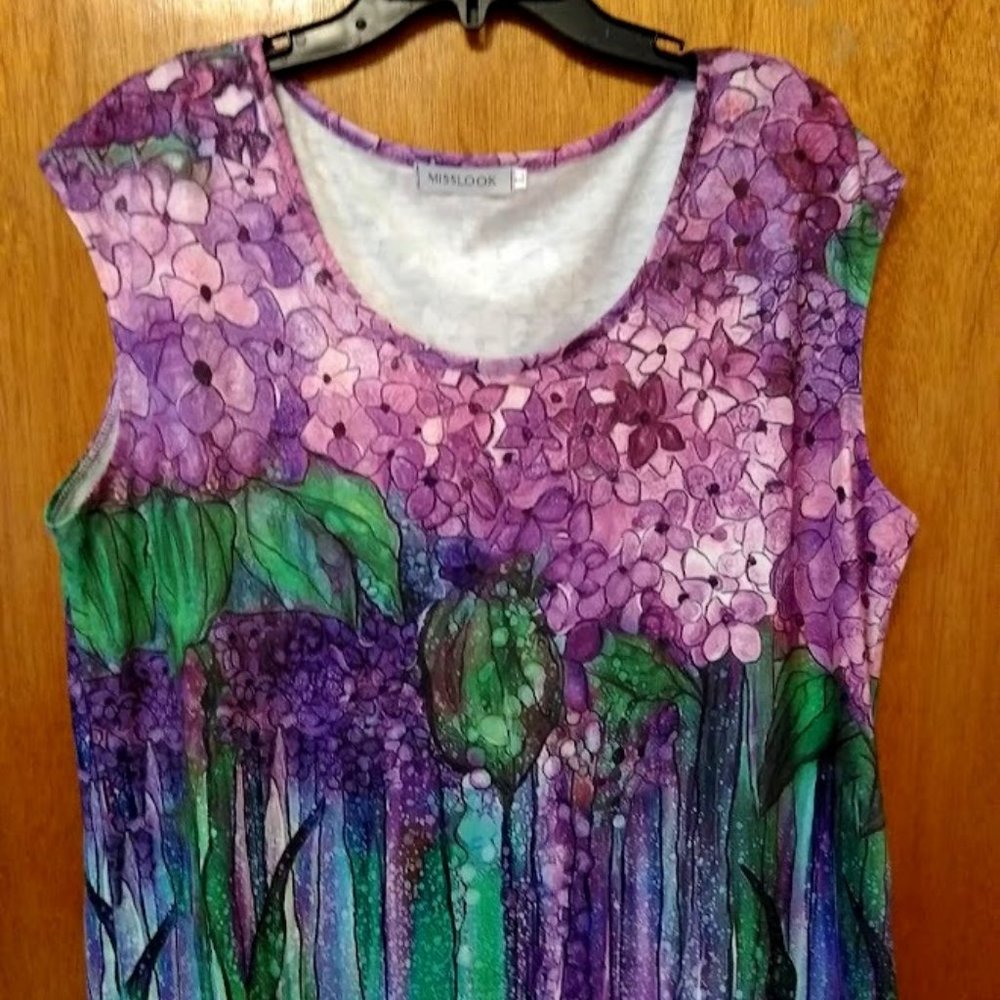 Mislook Top Purple Floral Watercolor Size L